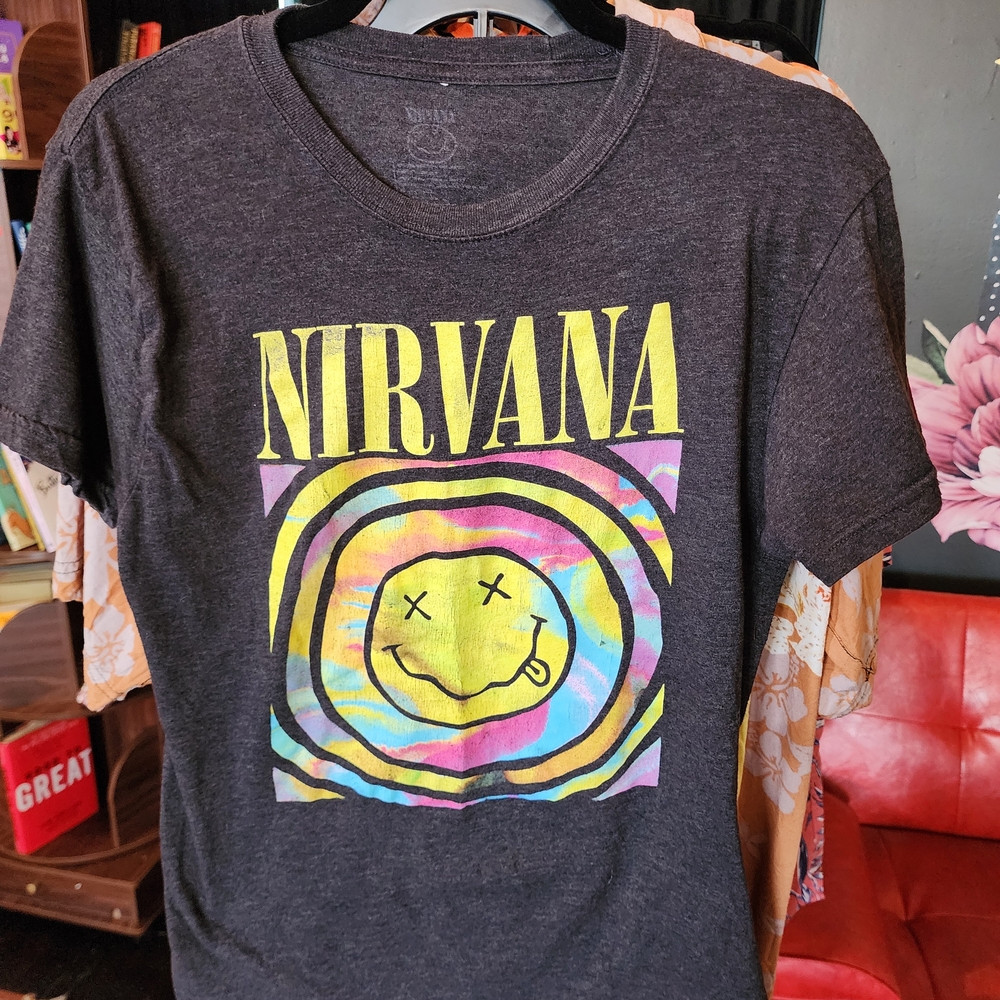 NIRVANA Charcoal Tee with Subtle Graphic